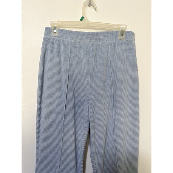 Aerie Groove On Velour High Waist Flare Pants Size M LONG Baby Blue 70s Retro - Picture 3 of 6